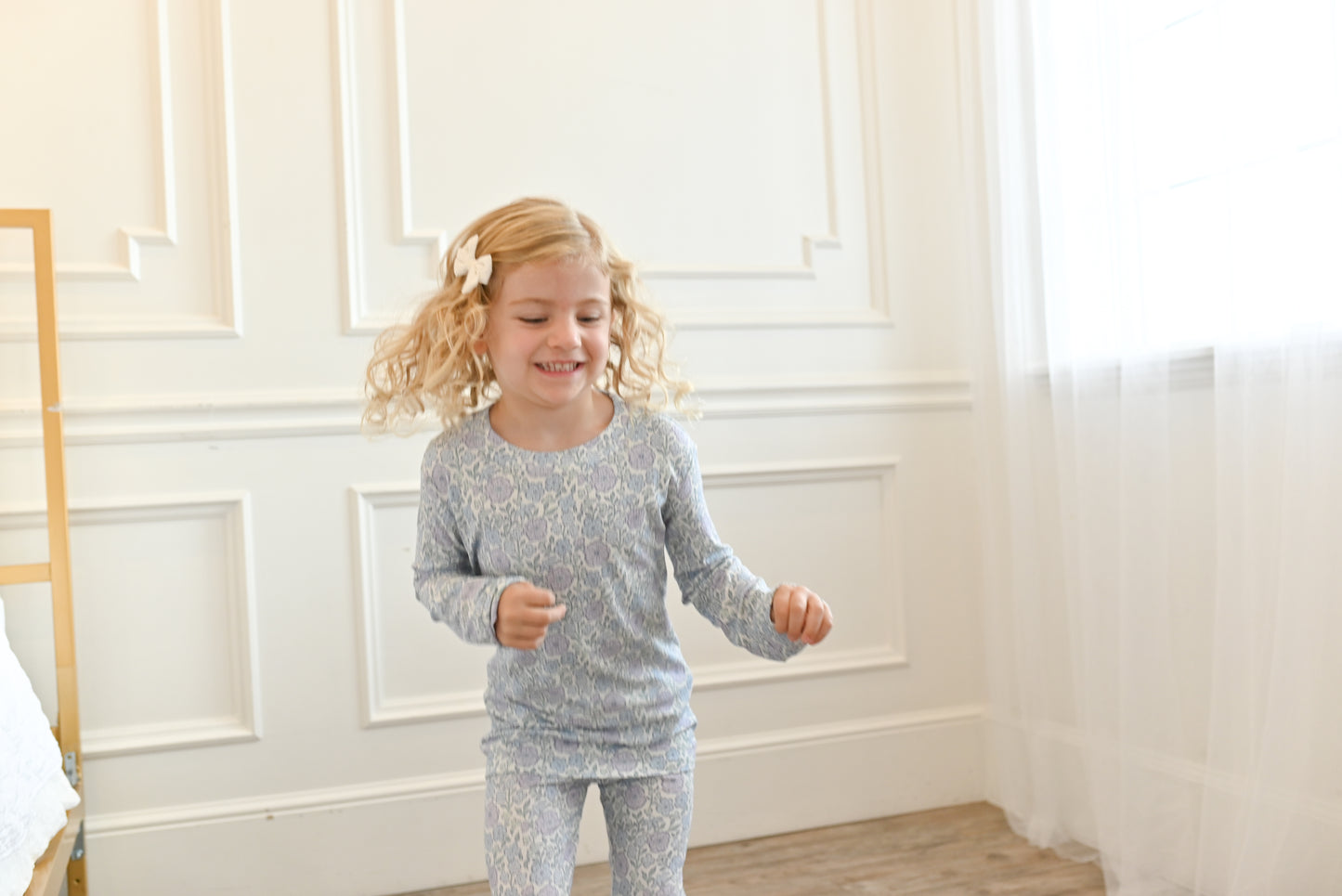 Bleu Fleur Ribbed Two-Piece Set