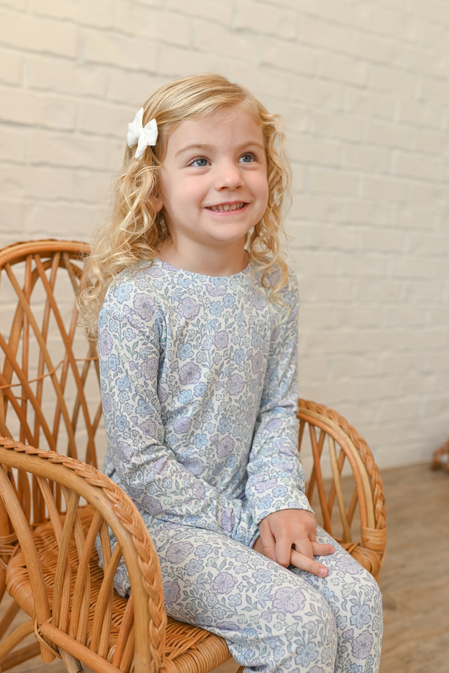 Bleu Fleur Ribbed Two-Piece Set