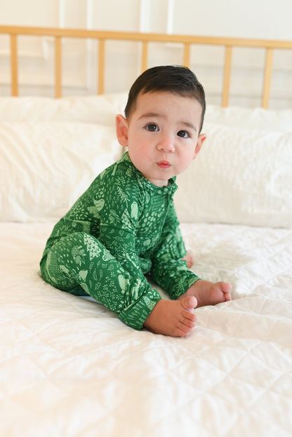 Little Bear Forest Ribbed Zip Pajamas