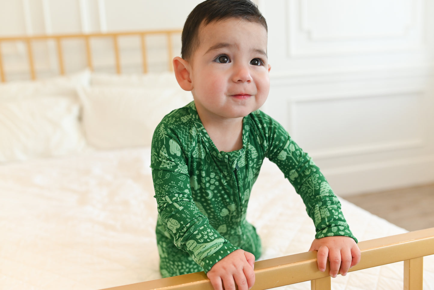 Little Bear Forest Ribbed Zip Pajamas