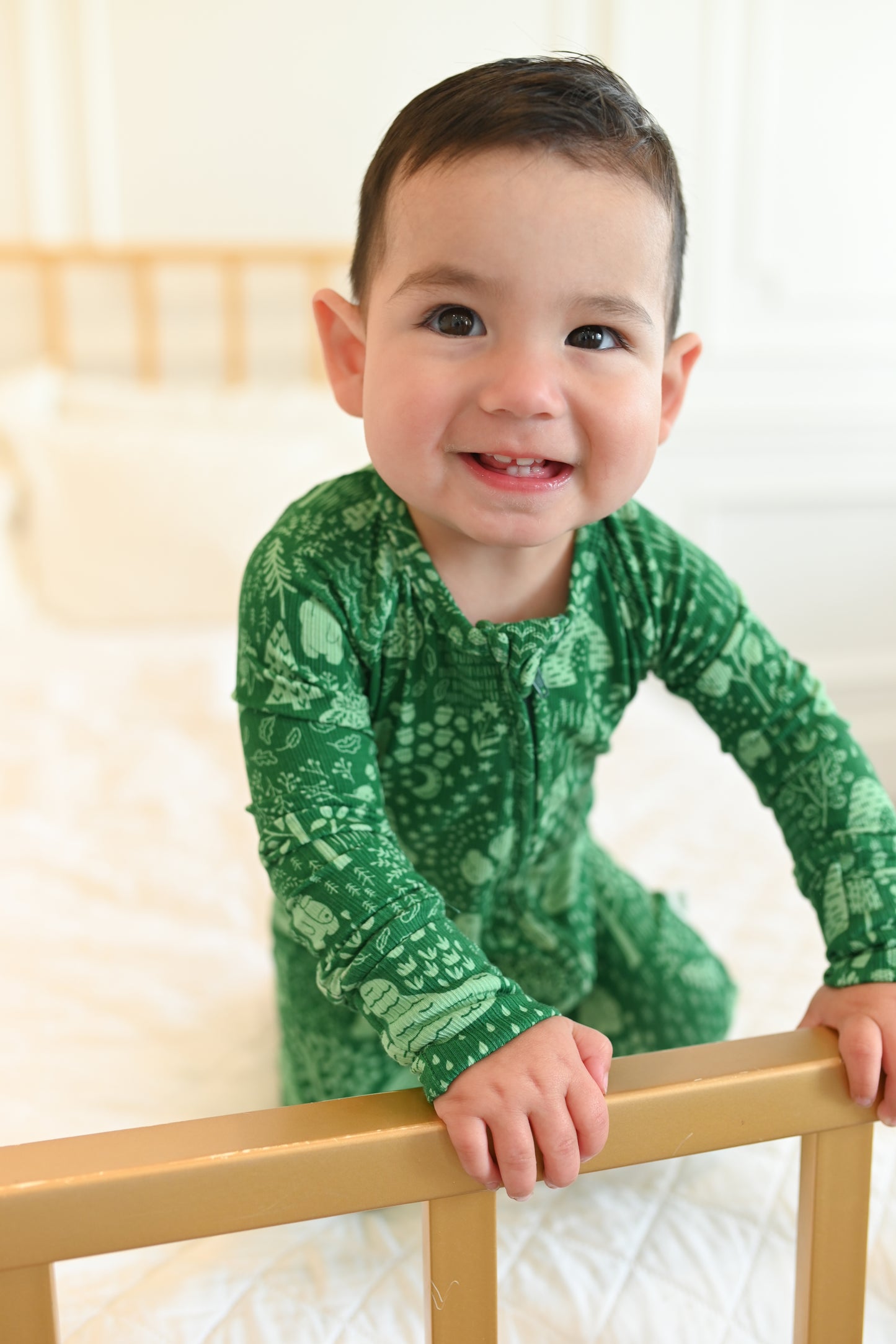 Little Bear Forest Ribbed Zip Pajamas