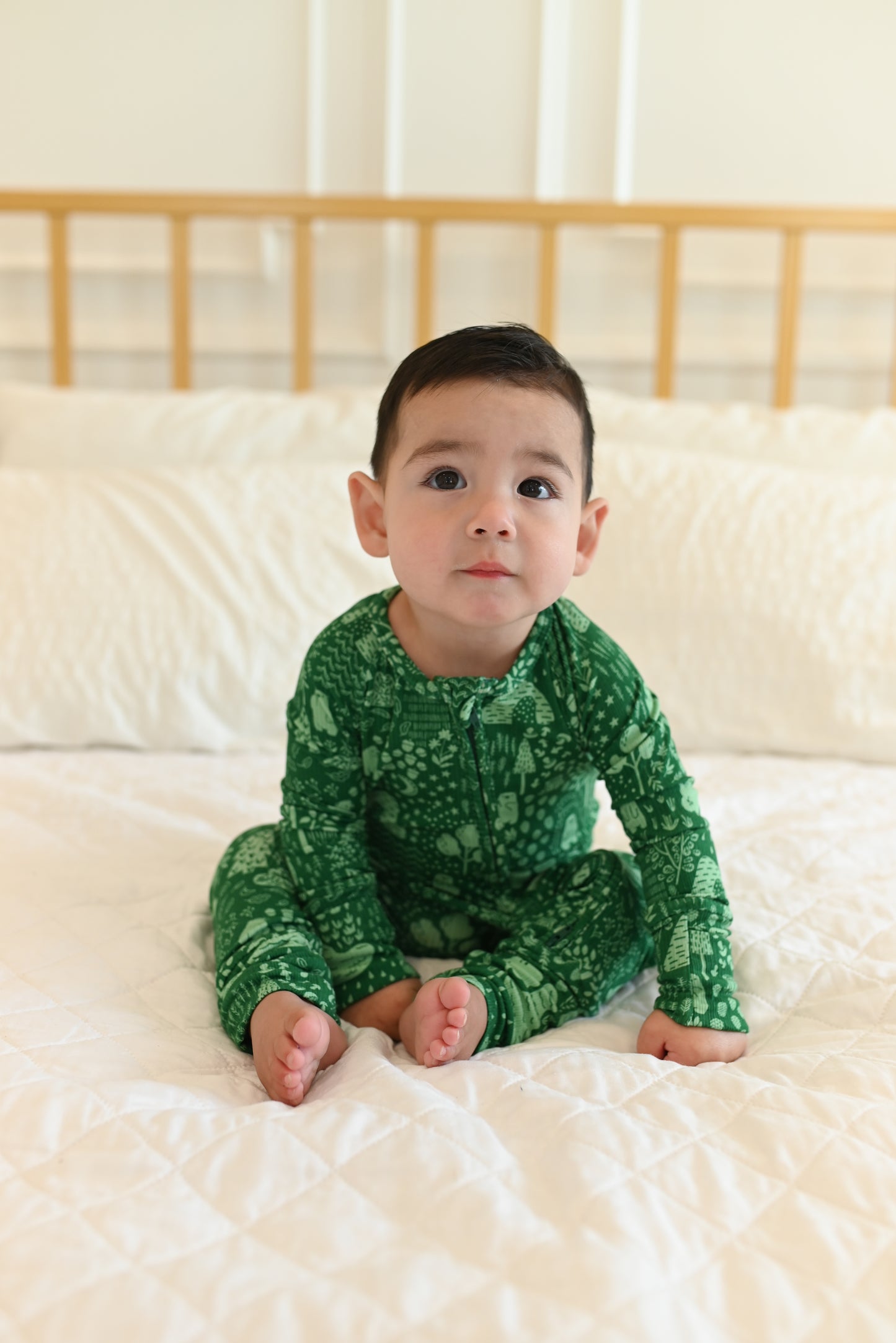 Little Bear Forest Ribbed Zip Pajamas