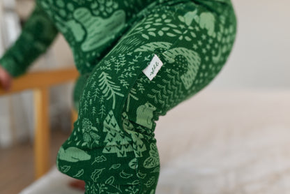 Little Bear Forest Ribbed Zip Pajamas