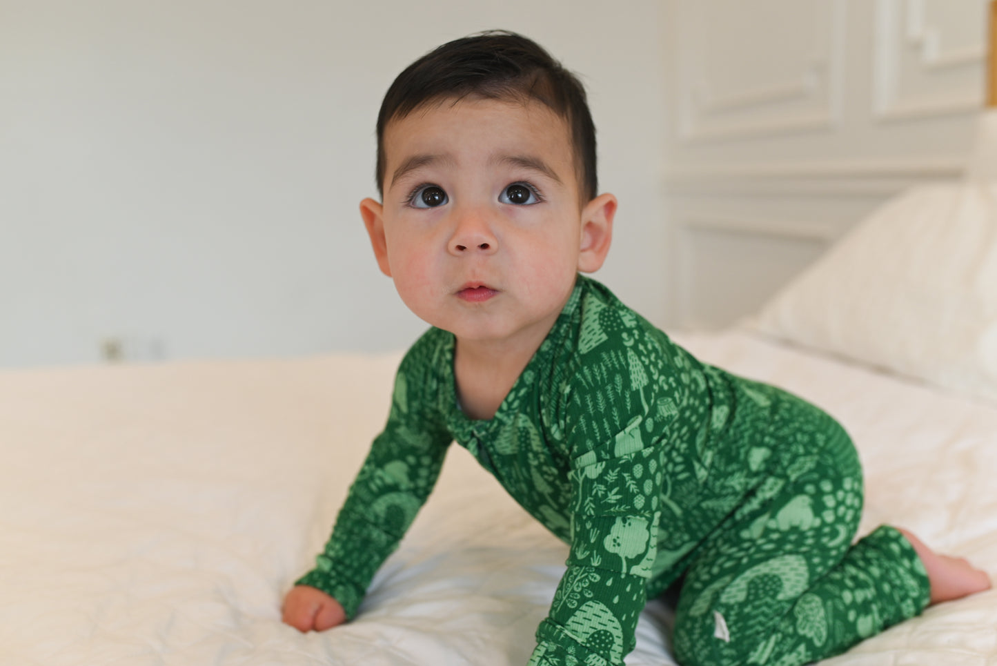 Little Bear Forest Ribbed Zip Pajamas