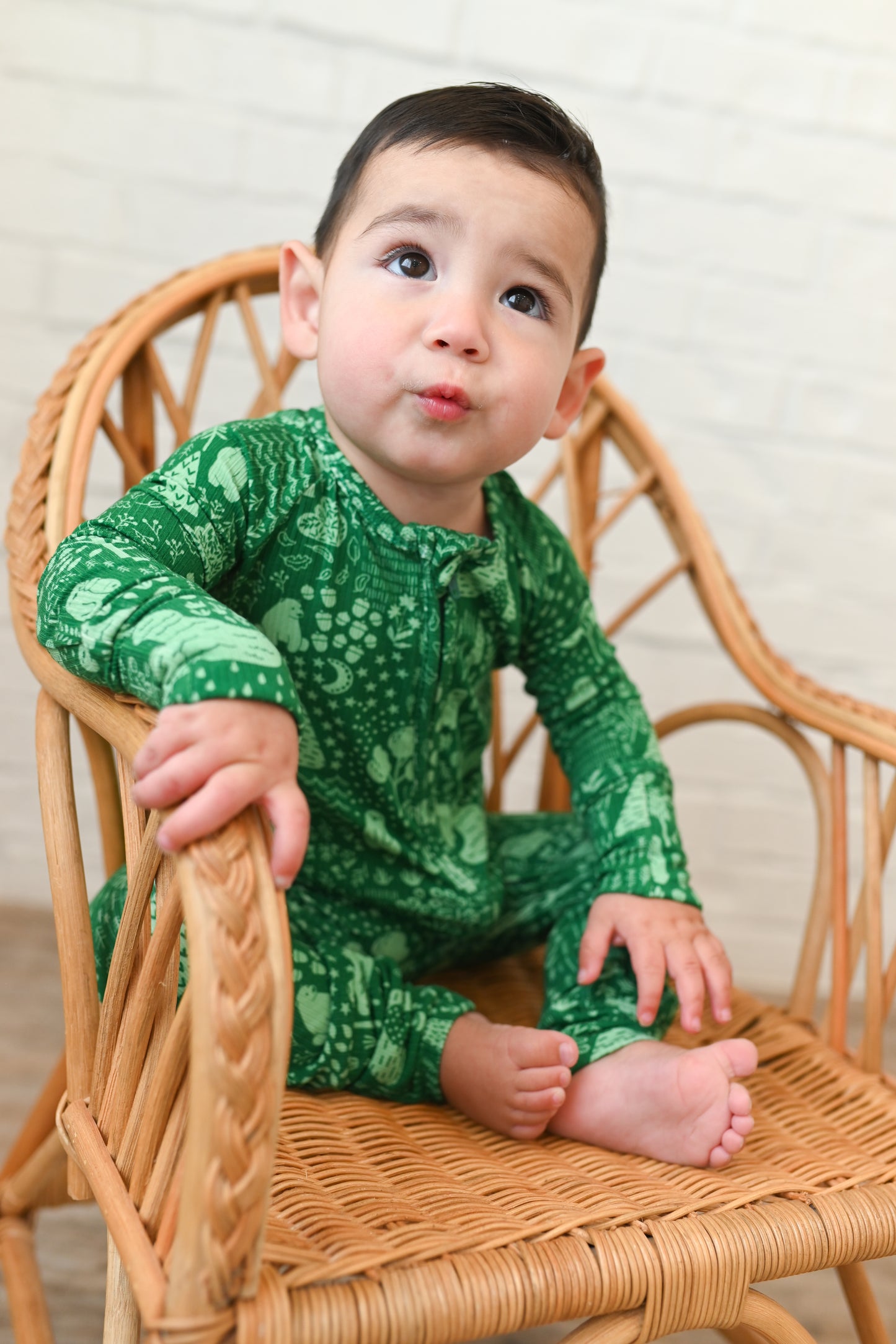 Little Bear Forest Ribbed Zip Pajamas