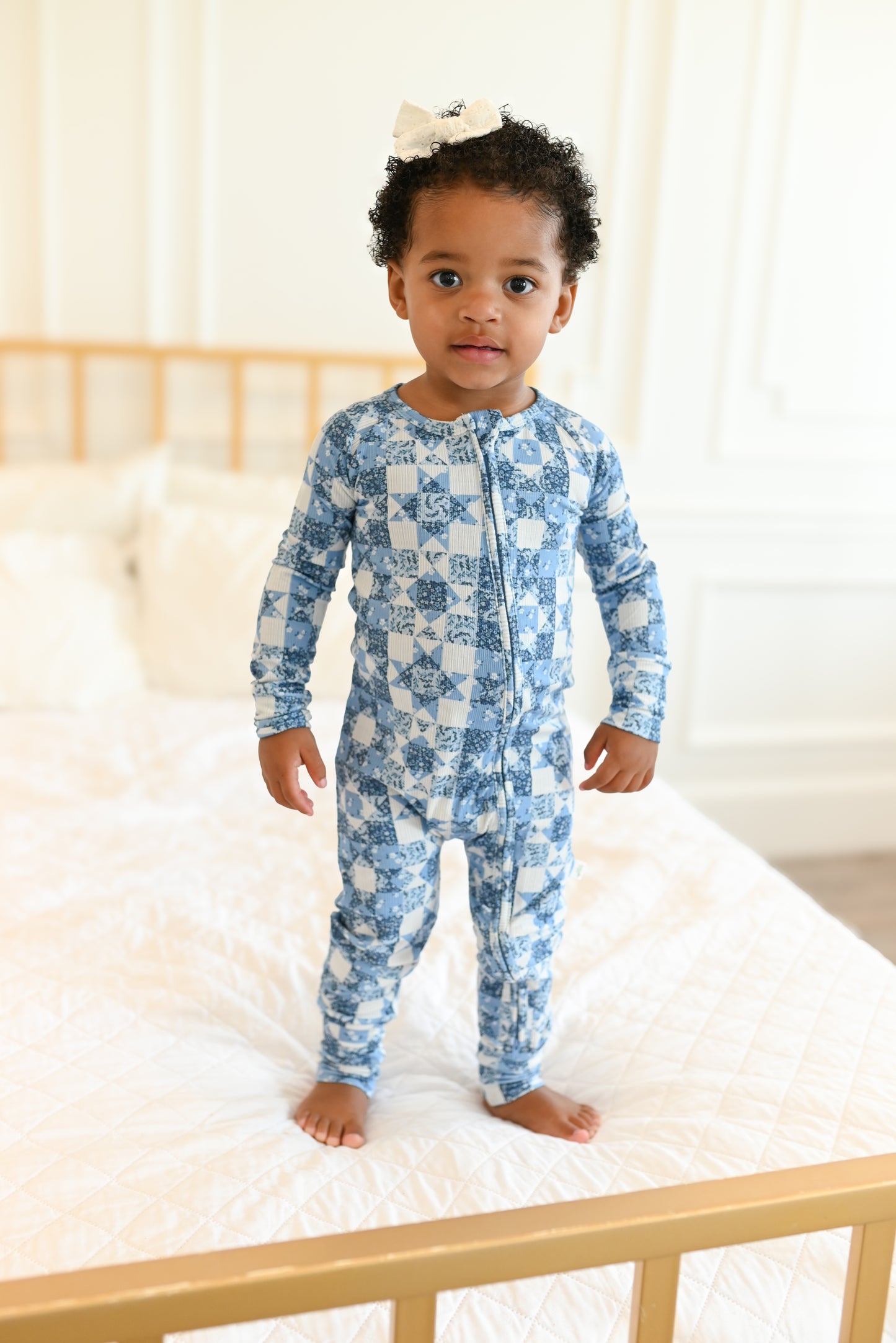 Bluebell Patchwork Ribbed Zip Pajamas