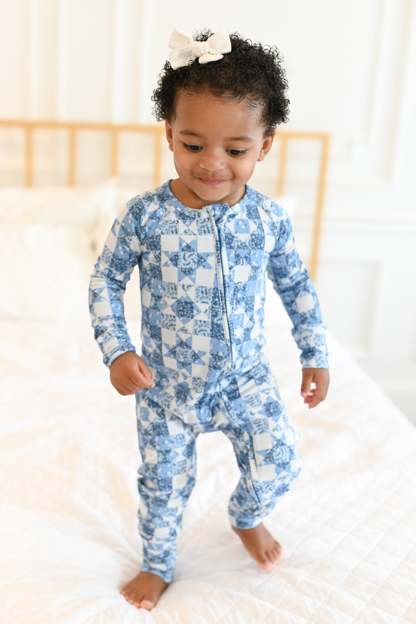 Bluebell Patchwork Ribbed Zip Pajamas