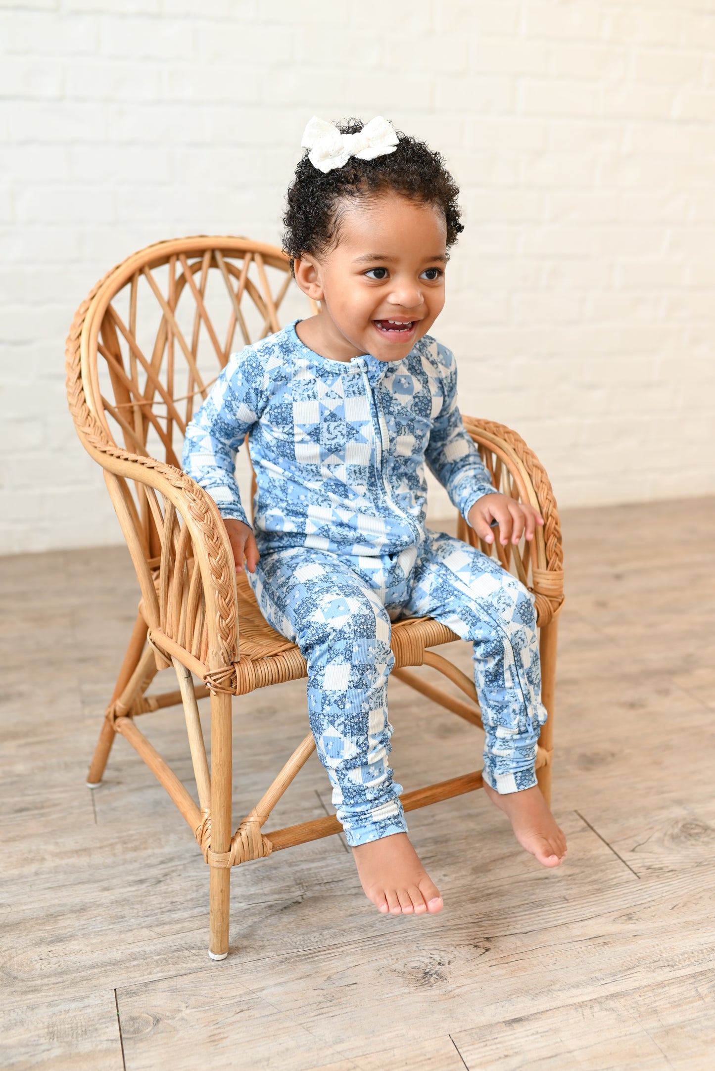 Bluebell Patchwork Ribbed Zip Pajamas