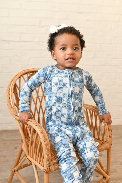 Bluebell Patchwork Ribbed Zip Pajamas
