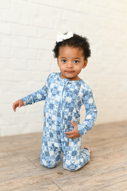 Bluebell Patchwork Ribbed Zip Pajamas