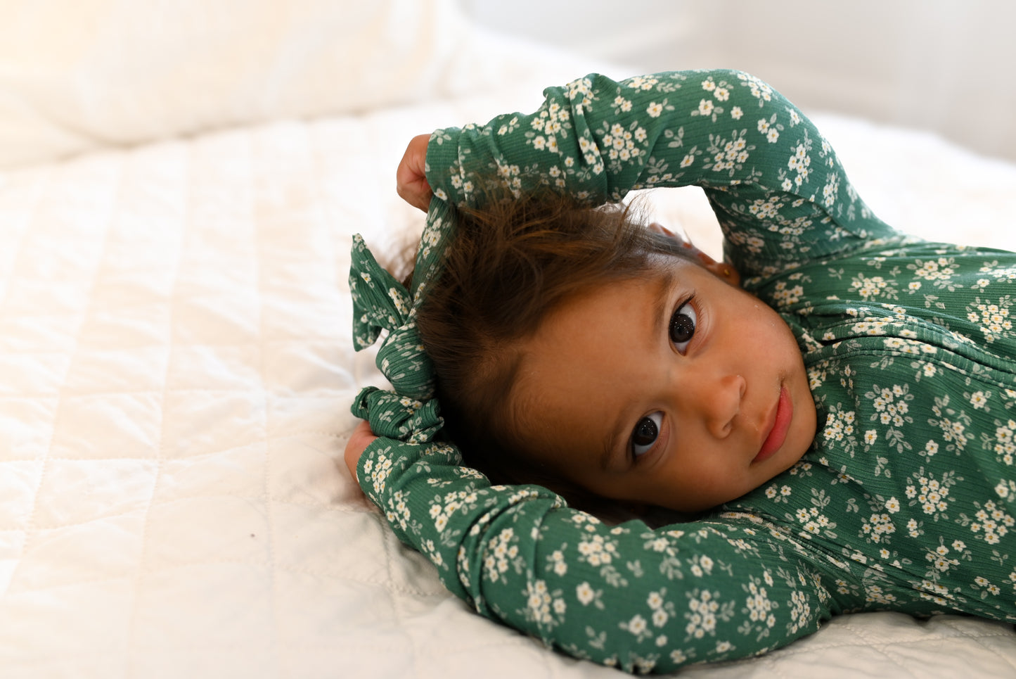 Green Daisy Bow Headband
