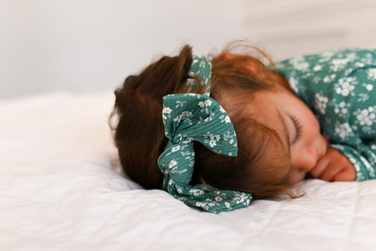 Green Daisy Bow Headband