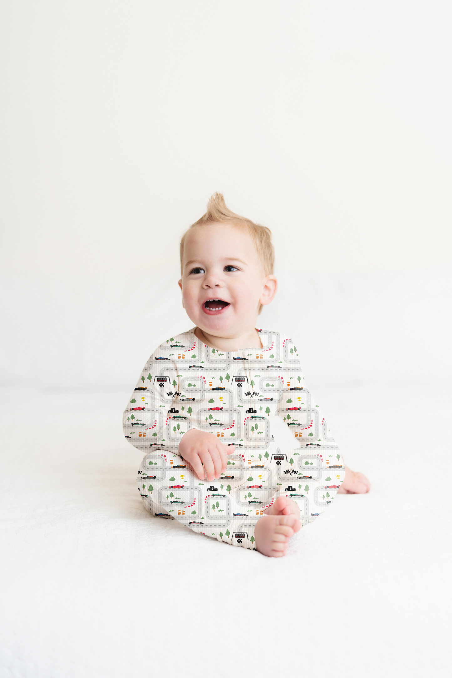 Mini Grand Prix Ribbed Zip Pajamas