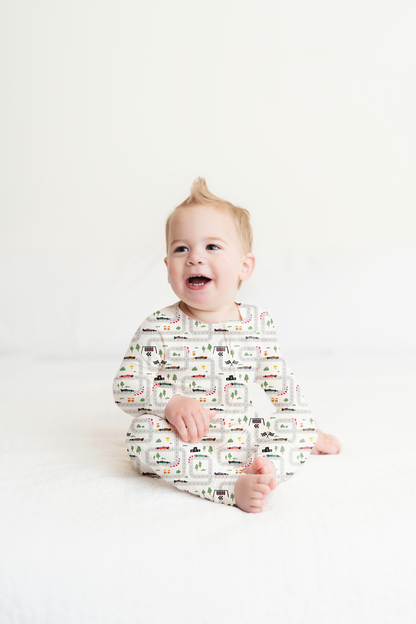 Mini Grand Prix Ribbed Zip Pajamas