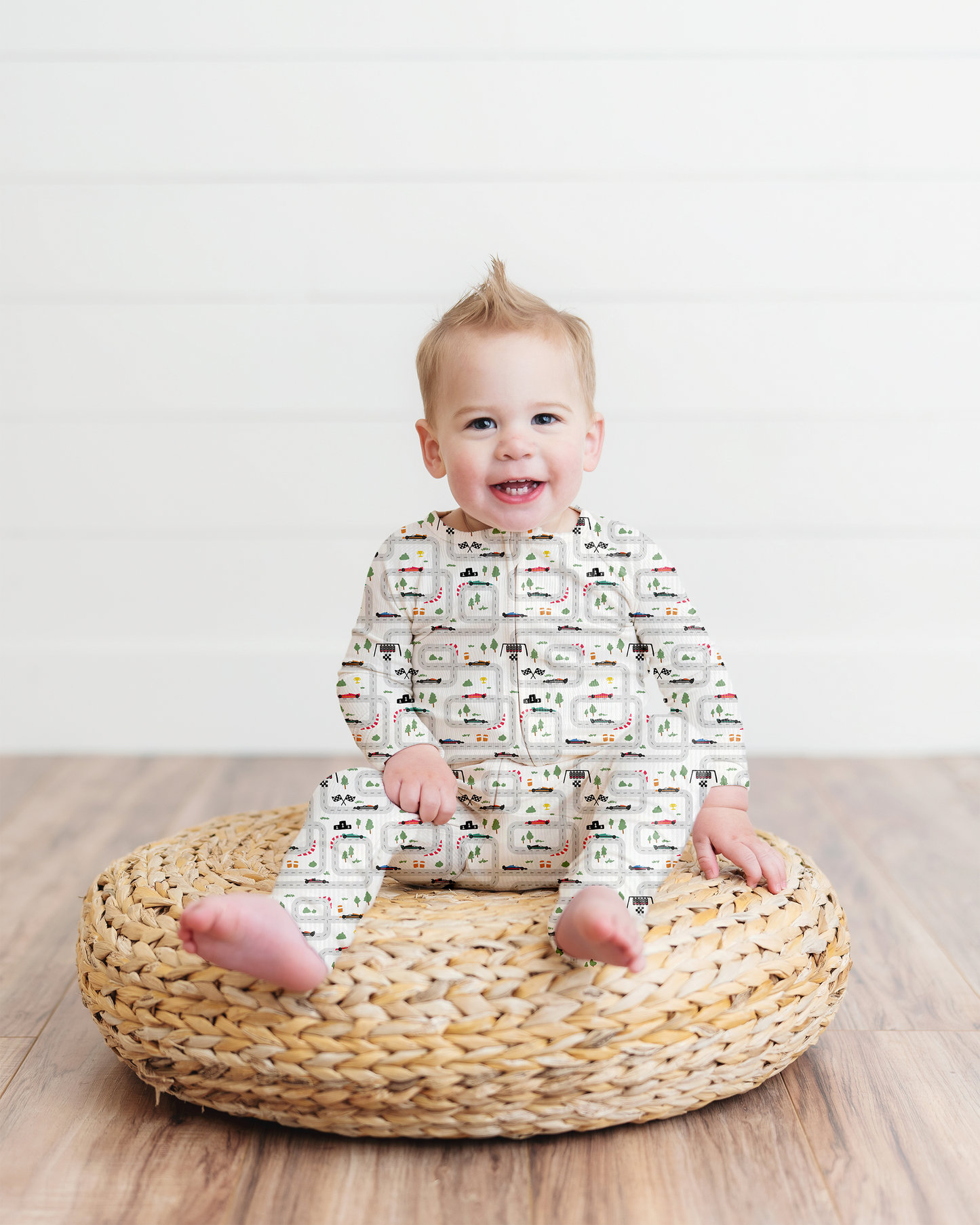 Mini Grand Prix Ribbed Zip Pajamas