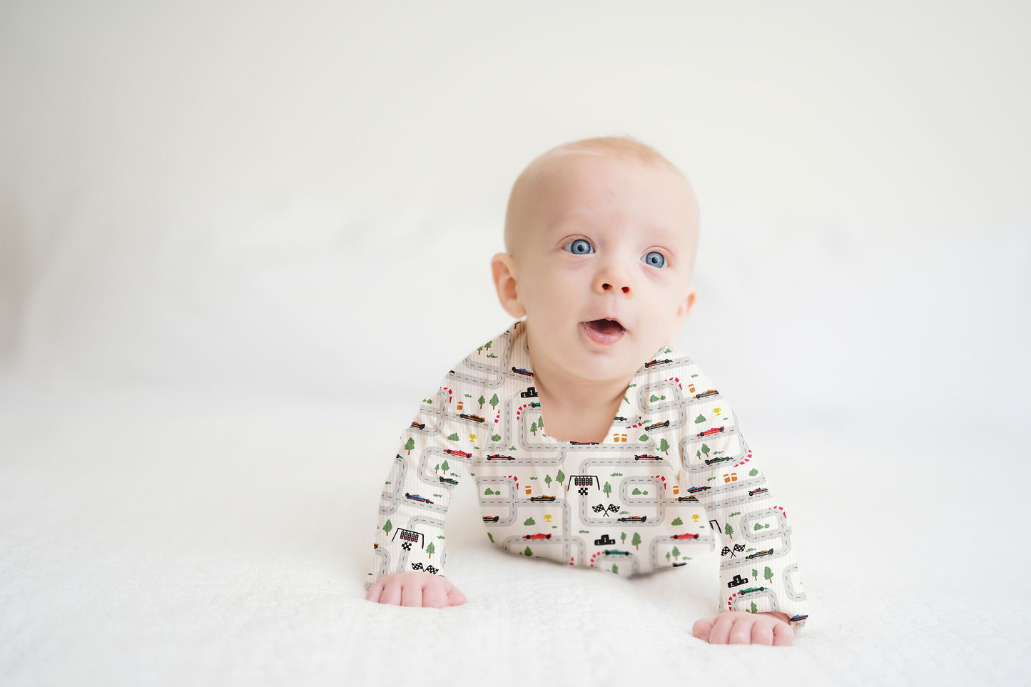 Mini Grand Prix Ribbed Zip Pajamas