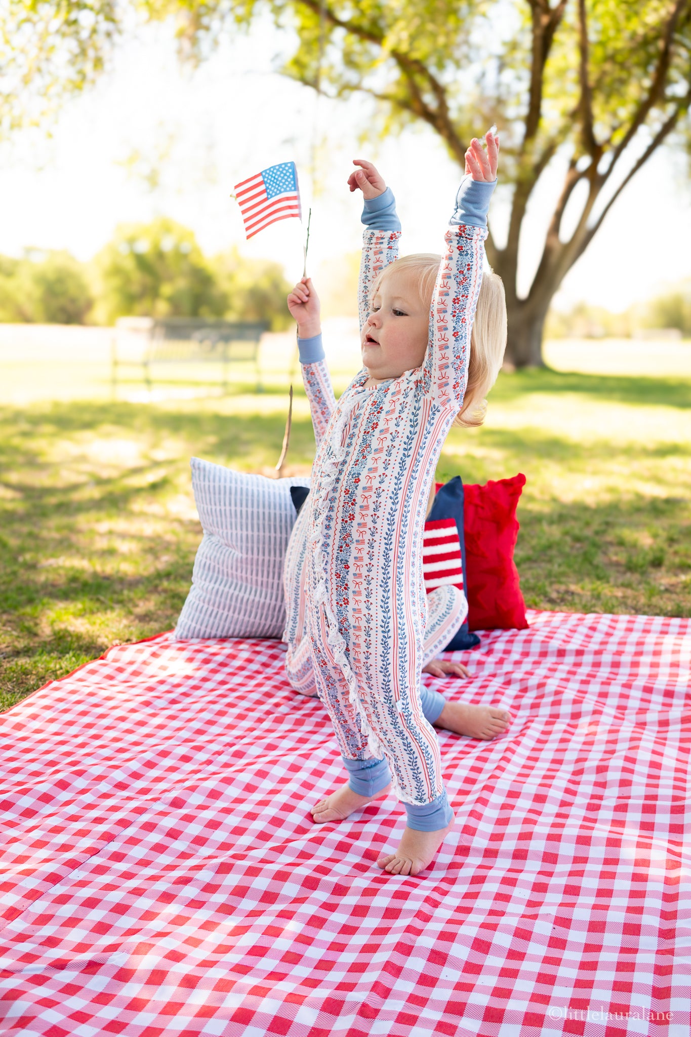Patriotic Posies Baby Zip Pajama