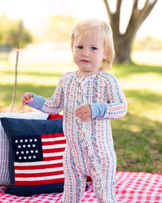 Patriotic Posies Baby Zip Pajama