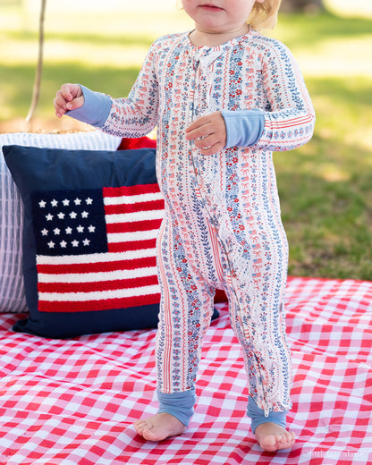 Patriotic Posies Baby Zip Pajama
