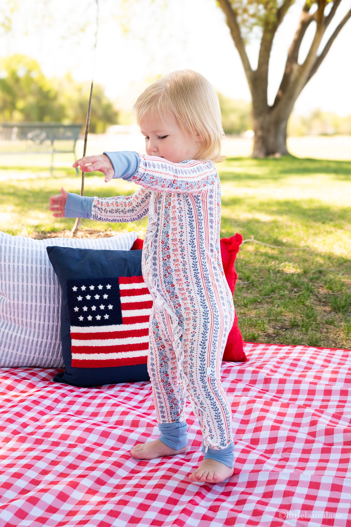 Patriotic Posies Baby Zip Pajama
