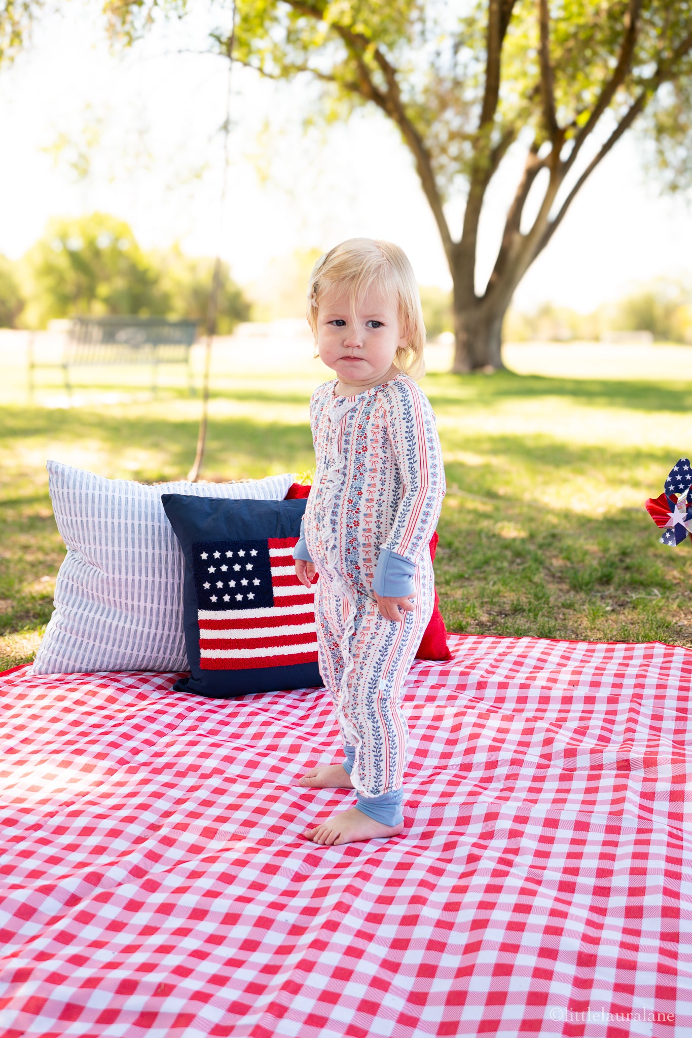 Patriotic Posies Baby Zip Pajama
