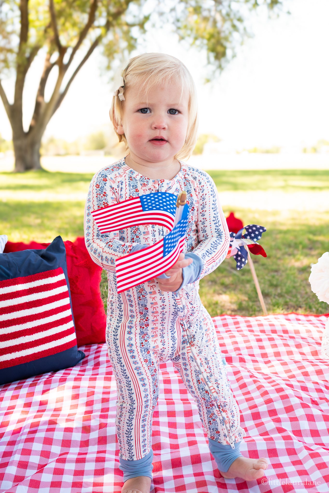 Patriotic Posies Baby Zip Pajama