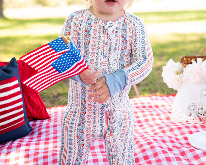 Patriotic Posies Baby Zip Pajama