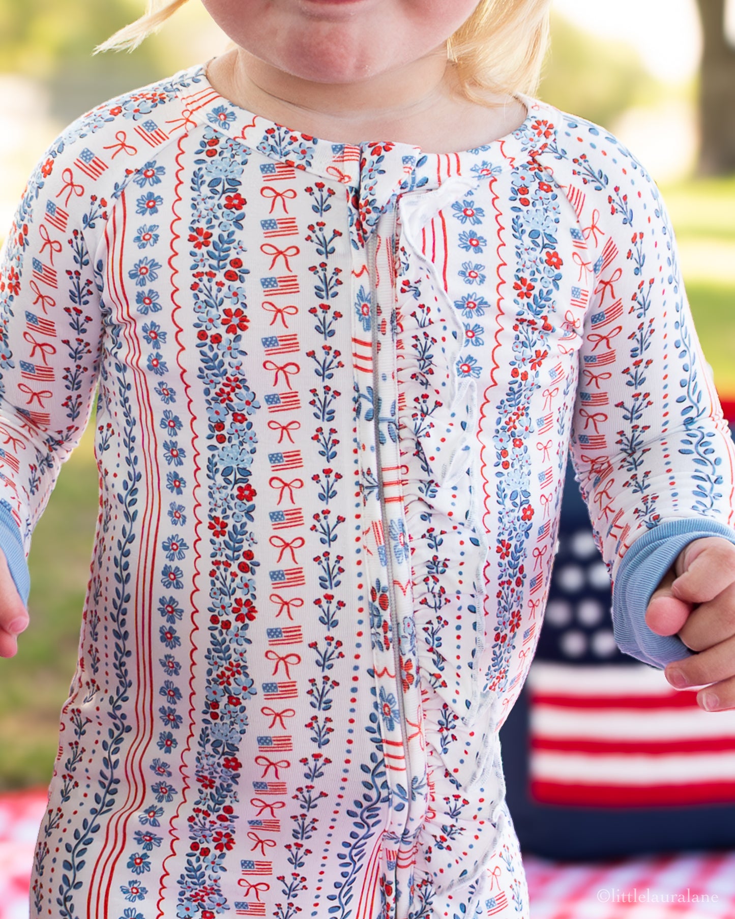 Patriotic Posies Baby Zip Pajama