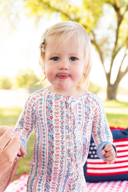 Patriotic Posies Baby Zip Pajama