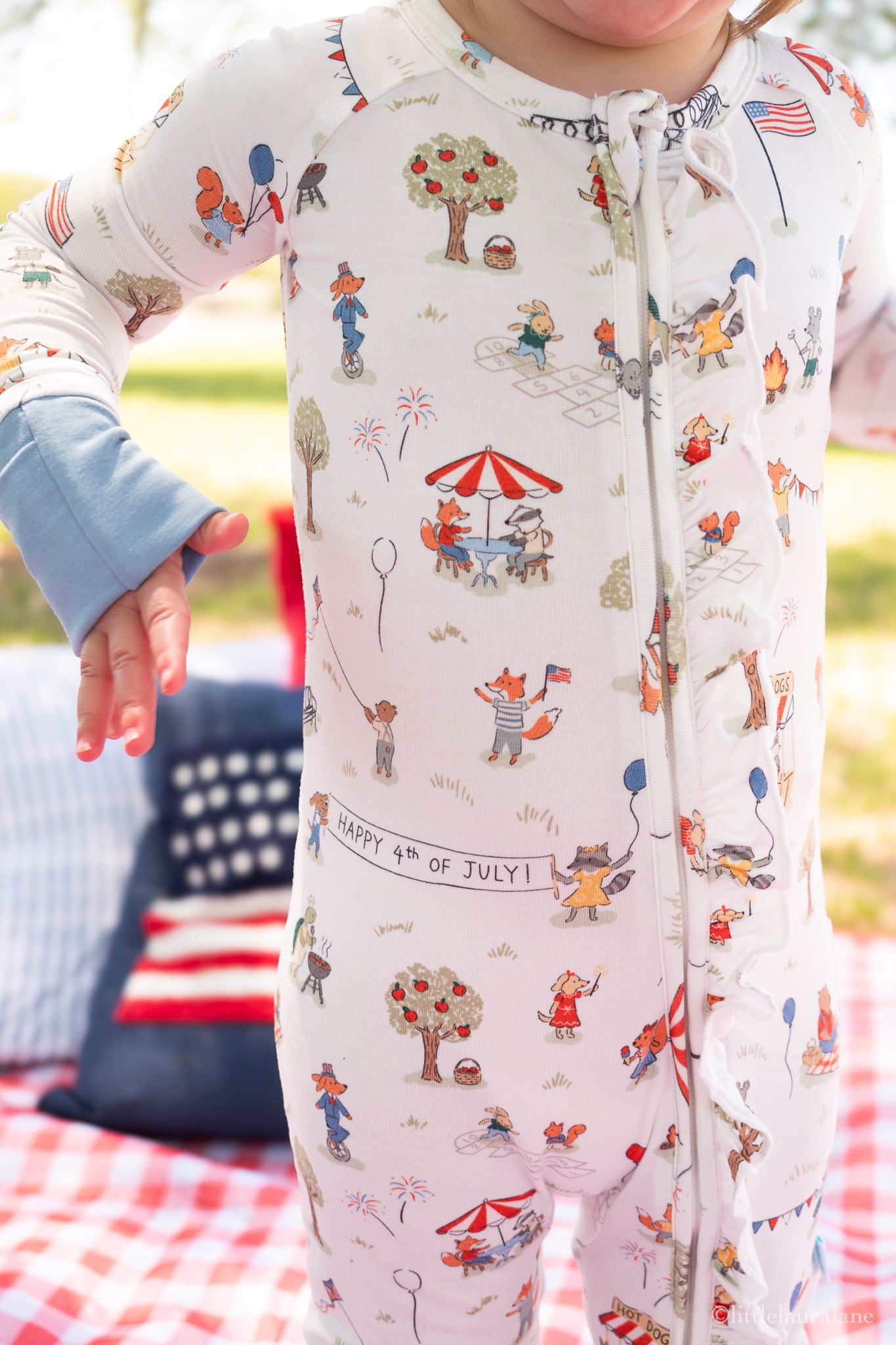 American Picnic Baby Zip Pajama