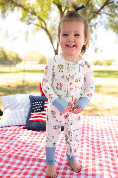 American Picnic Baby Zip Pajama