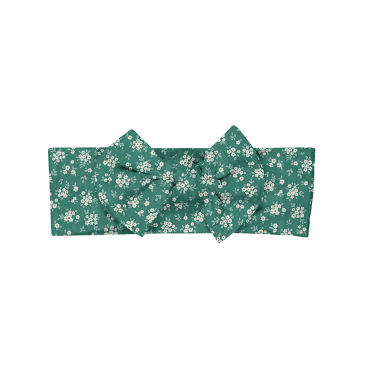 Green Daisy Bow Headband