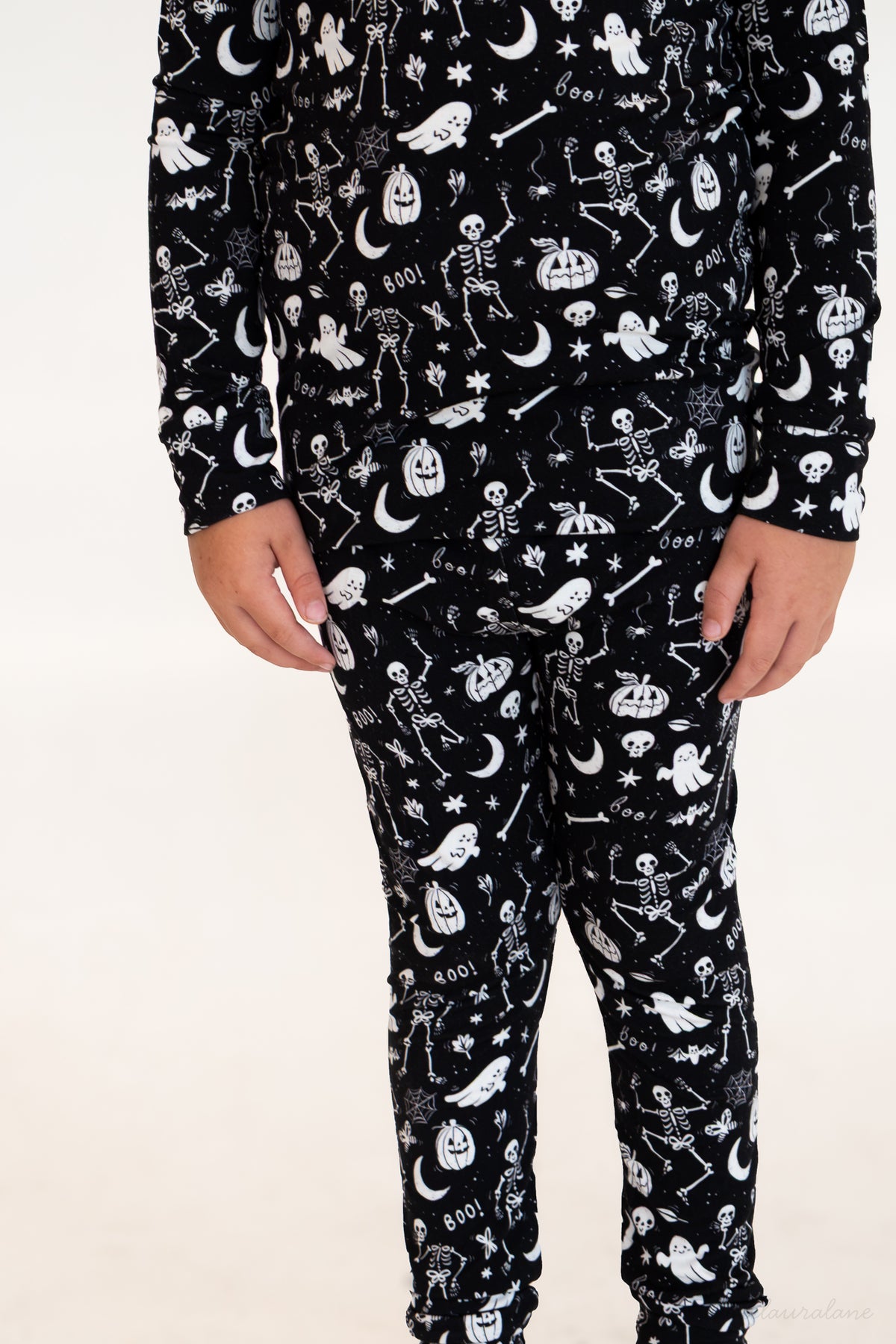Skeleton Party Black & White Halloween Bamboo Two-Piece Pajamas