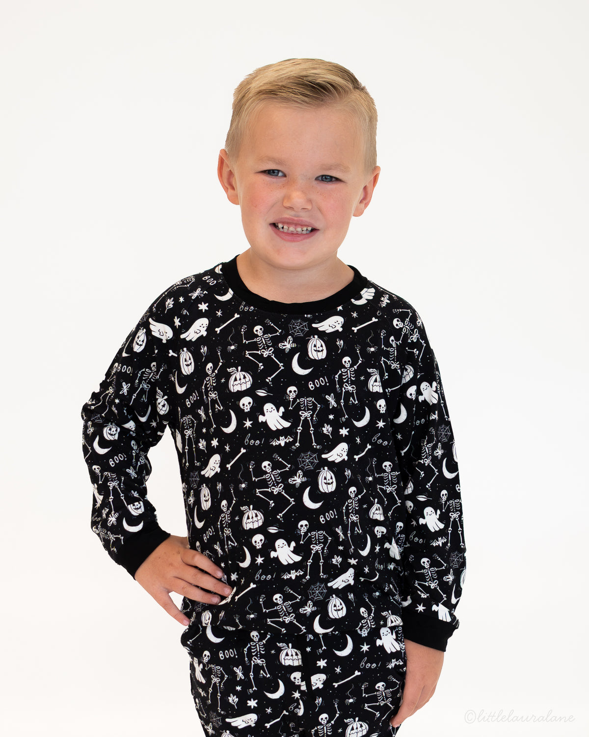 Skeleton Party Black & White Halloween Bamboo Jogger Set