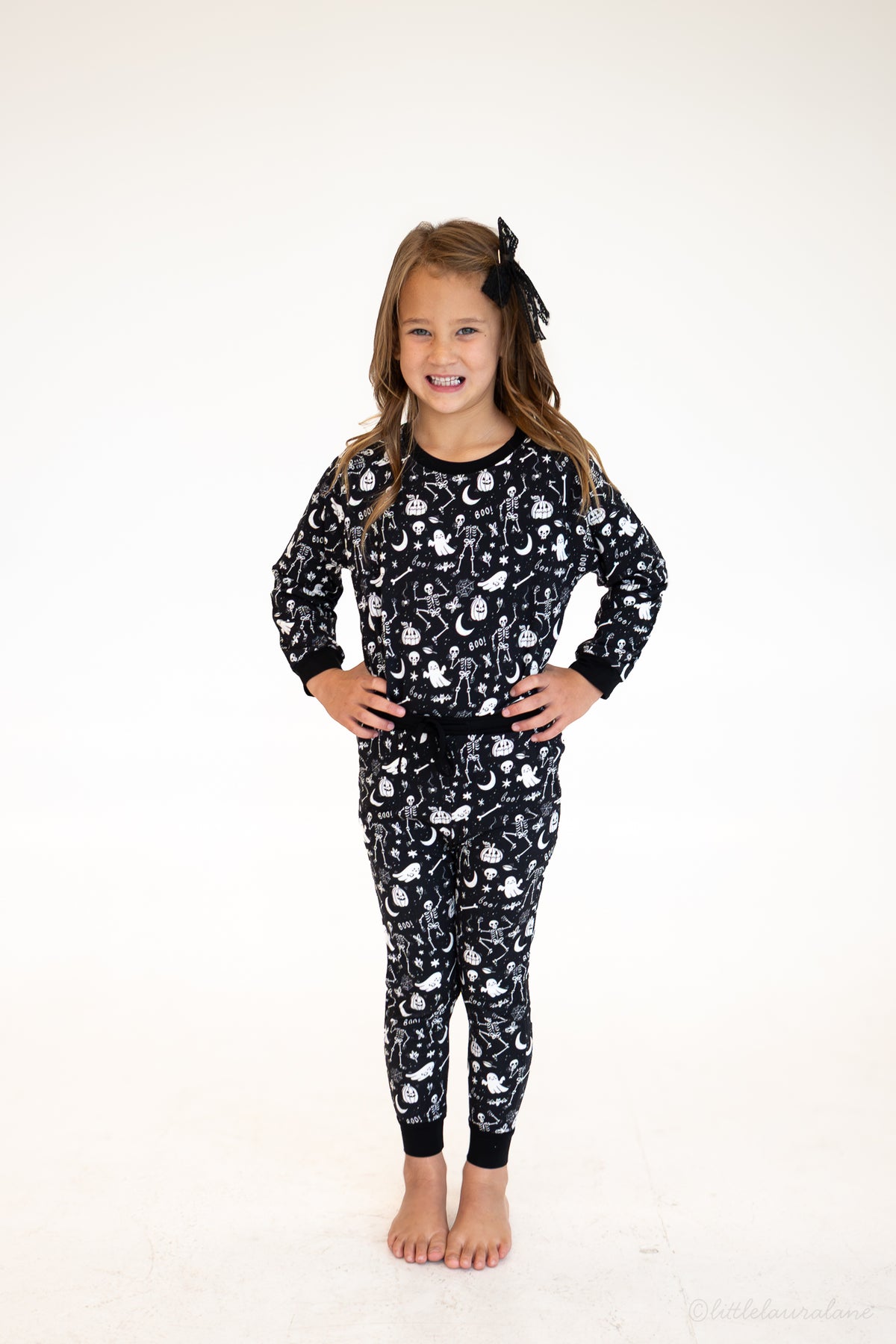 Skeleton Party Black & White Halloween Bamboo Jogger Set