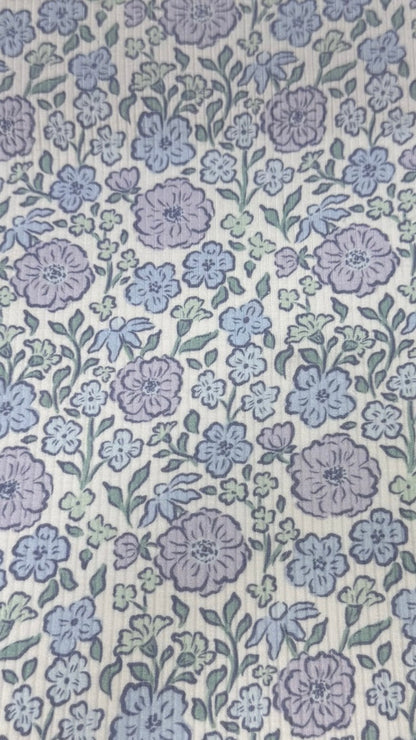 Bleu Fleur Ribbed Zip Pajamas