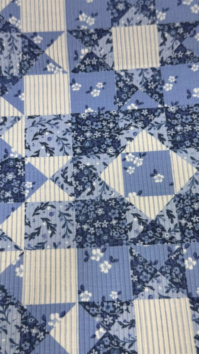 Bluebell Patchwork Ribbed Zip Pajamas