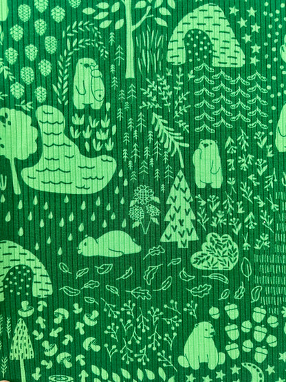 Little Bear Forest Ribbed Zip Pajamas
