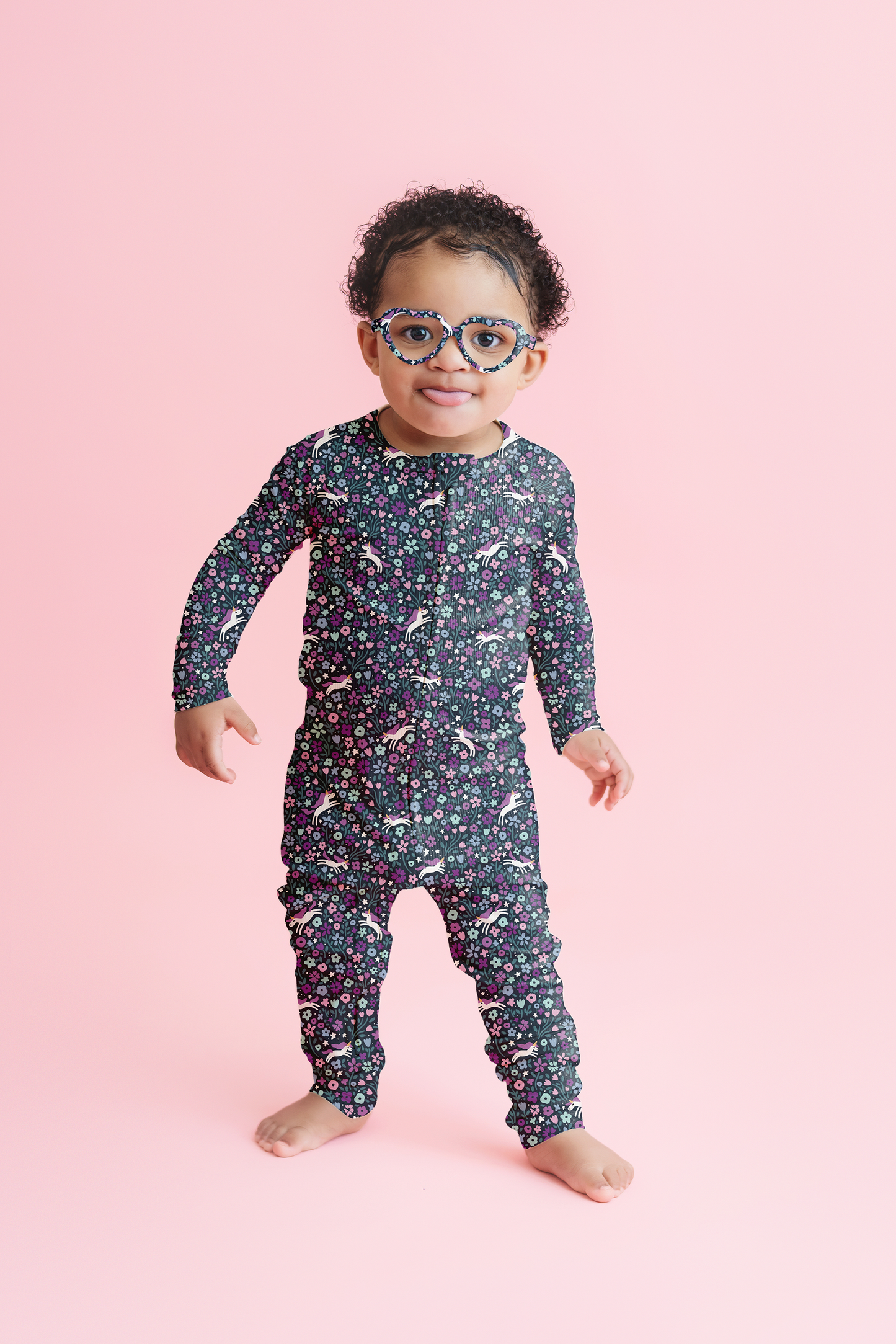 Midnight Unicorn Ribbed Zip Pajamas