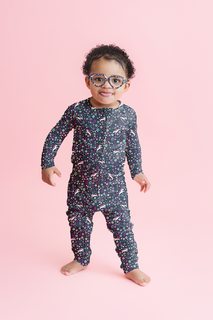 Midnight Unicorn Ribbed Zip Pajamas