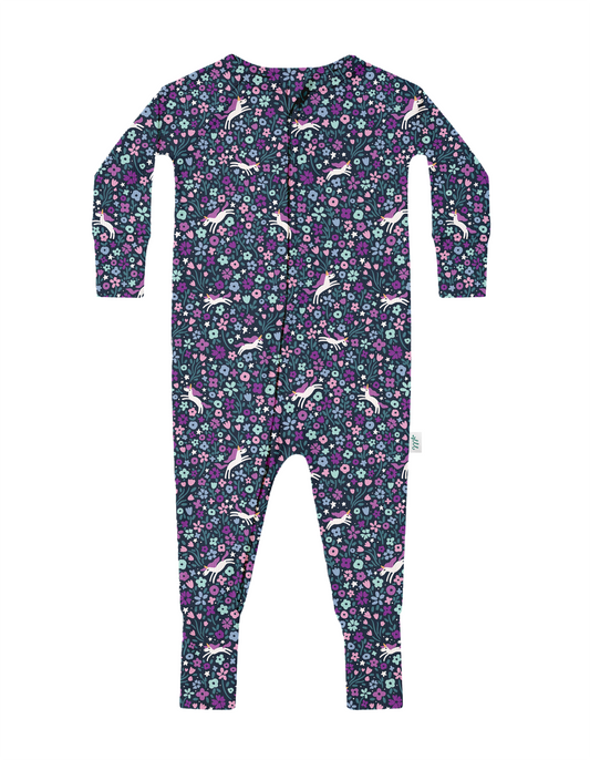 Midnight Unicorn Ribbed Zip Pajamas