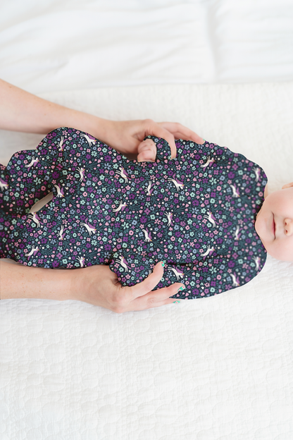 Midnight Unicorn Ribbed Zip Pajamas