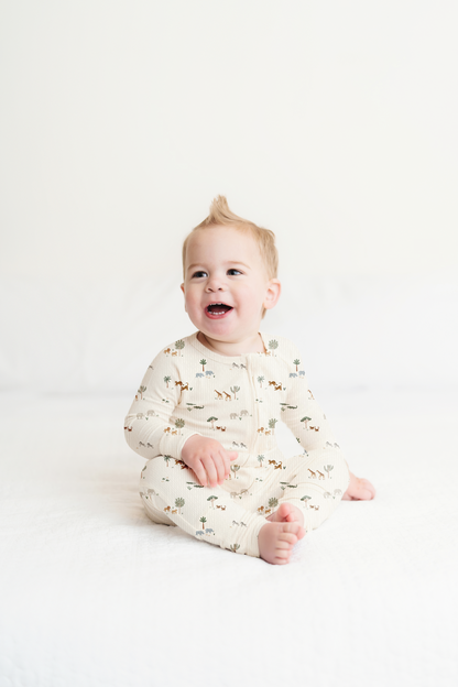 Little Safari Ribbed Zip Pajamas