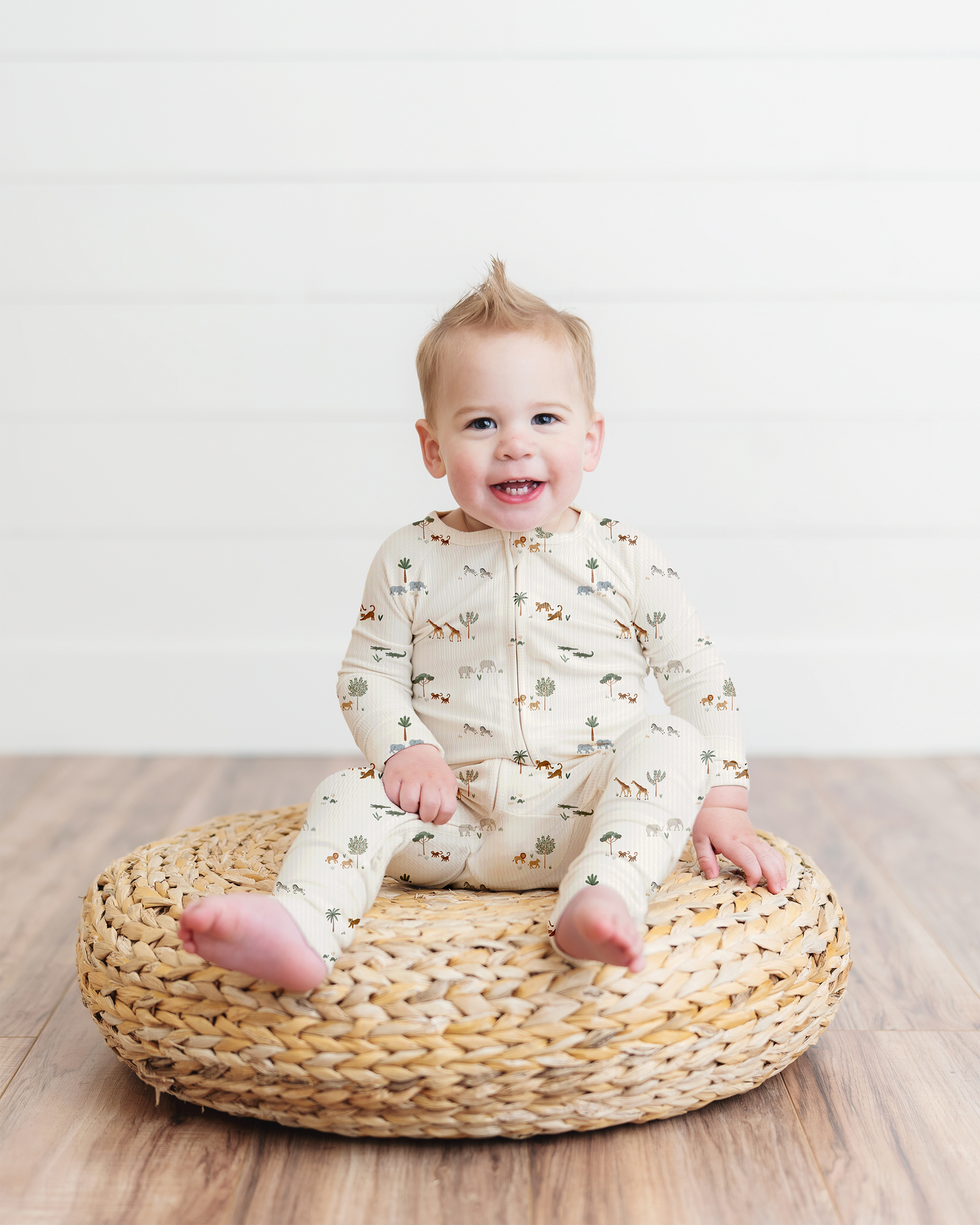 Little Safari Ribbed Zip Pajamas