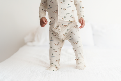Little Safari Ribbed Zip Pajamas