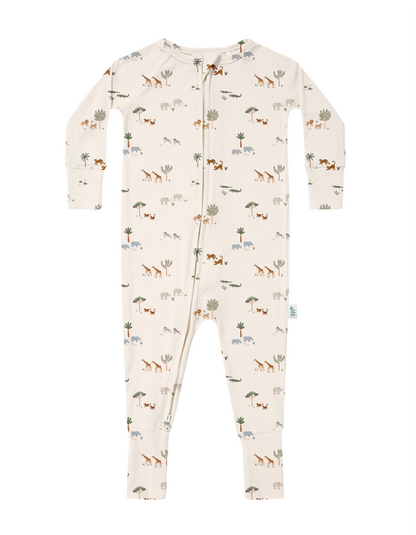 Little Safari Ribbed Zip Pajamas