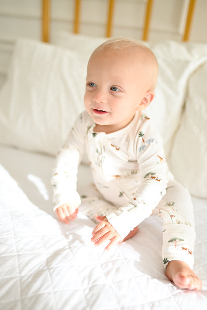 Little Safari Ribbed Zip Pajamas