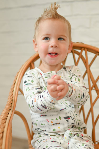 Mini Grand Prix Ribbed Zip Pajamas